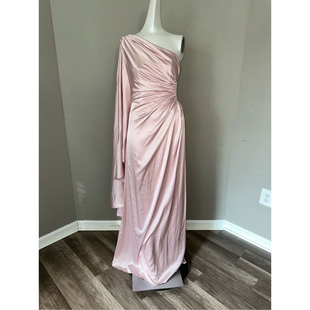 MAC DUGGAL ONE SHOULDER BELL SLEEVE DRAPED GOWN - Picture 11 of 13